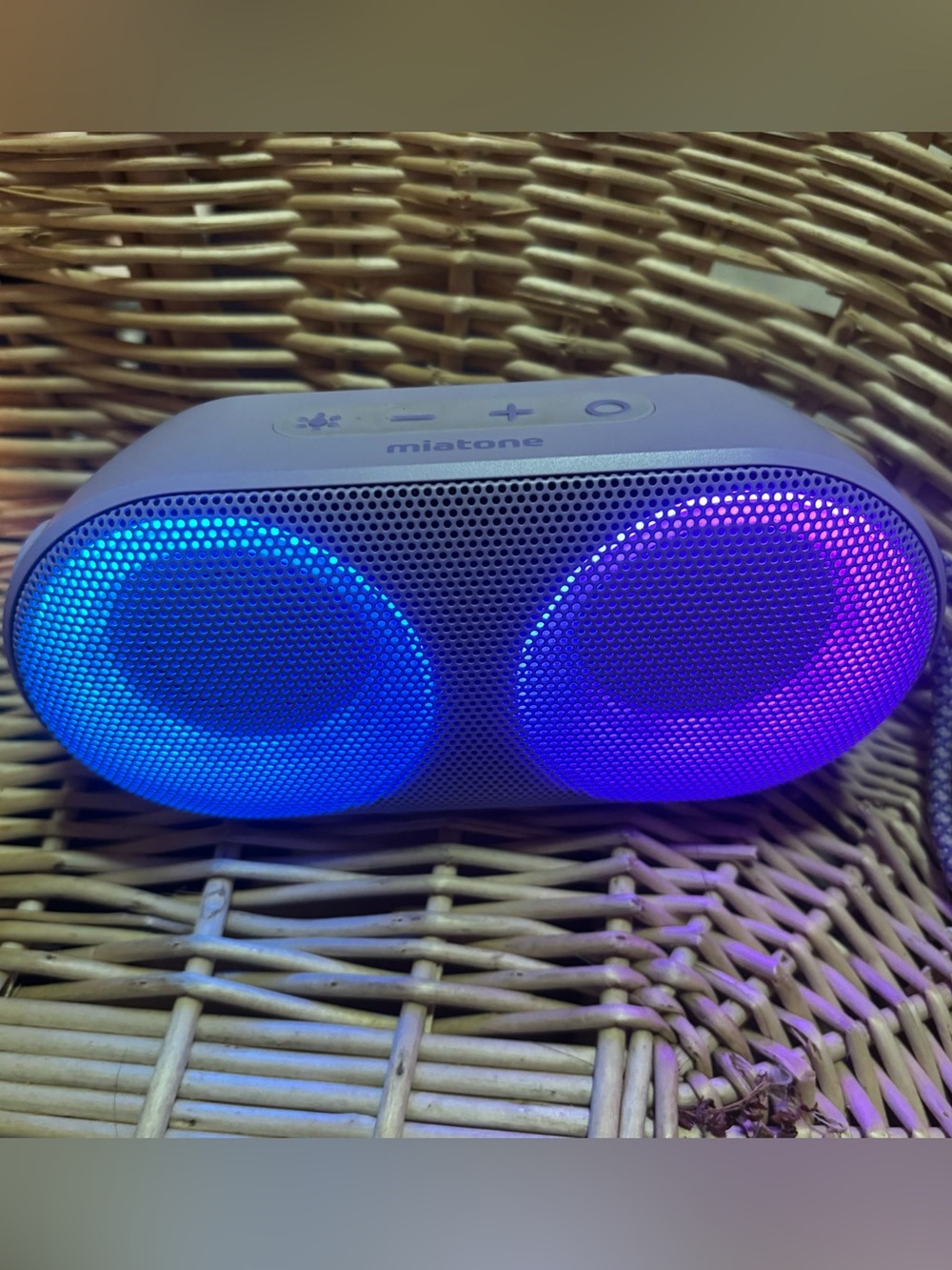 Portable Bluetooth Speaker - White with Blue/Purple LED